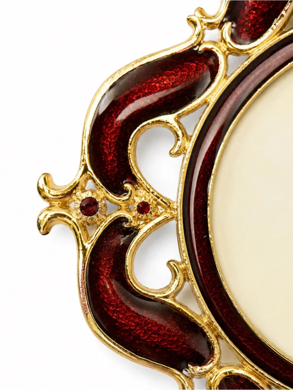 Ornate Gold & Burgundy Enamel Hanging Photo Frame